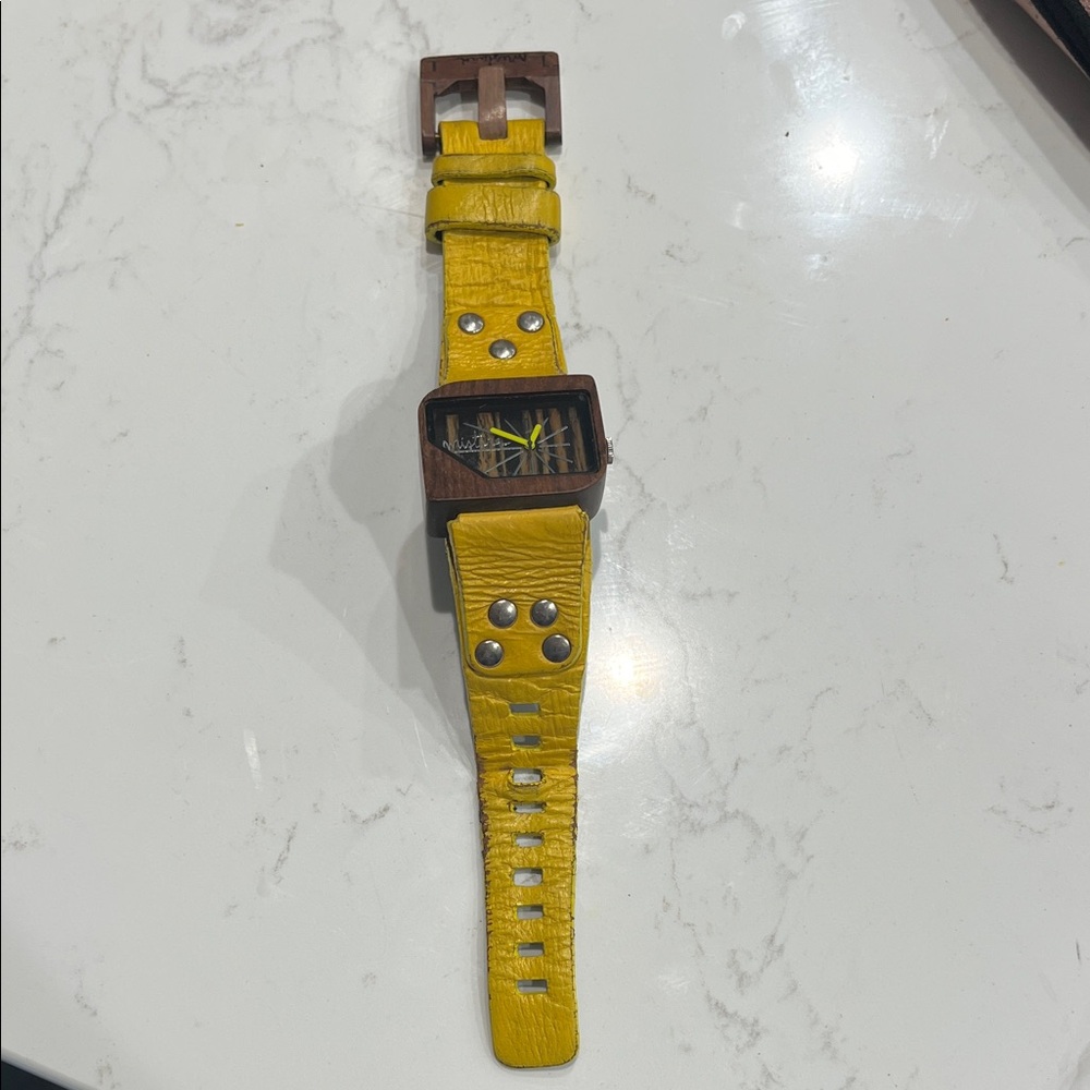 Yellow Leather Women's Watch